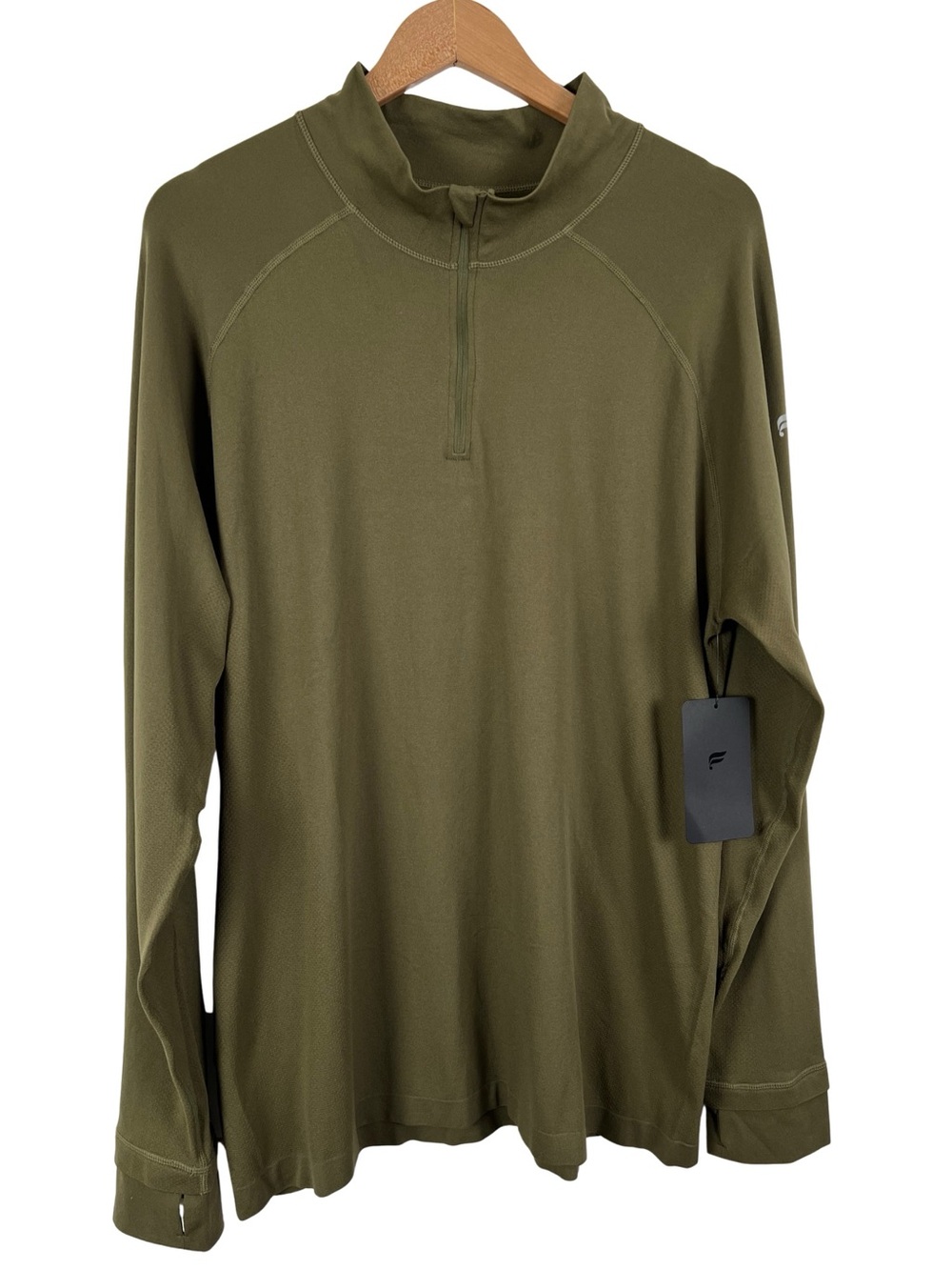 Fabletics The Training Day 1/4 Zip Mens XL Green Performance Layer NWT